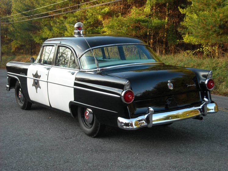 1955, Ford, Customline, 4 door, Sedan, Police,  73b , Emergency, Retro HD Wallpaper Desktop Background