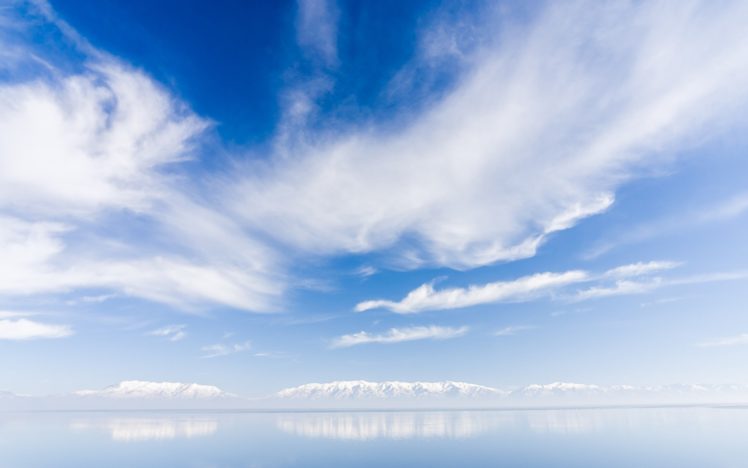 clouds, Mountains, Ocean, Lakes, Reflection, Haze, Dream, Snow HD Wallpaper Desktop Background