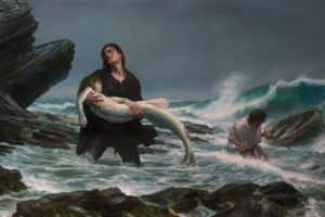 fantasy, Art, Mermaids, Storm, Waves, Beaches, Mood, Sad, Sorrow, Love, Art, Dark