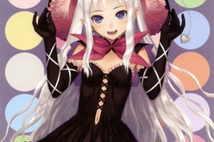video, Games, Tony, Taka, Wings, Gloves, Dress, Long, Hair, Devil, Thigh, Highs, Smiling, Bows, Earrings, Black, Dress, Dots, Open, Mouth, Fangs, White, Hair, Purple, Eyes, Popsicles, Shining, Hearts, Hats, Anim