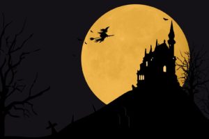 castles, Trees, Halloween, Moon, Witches