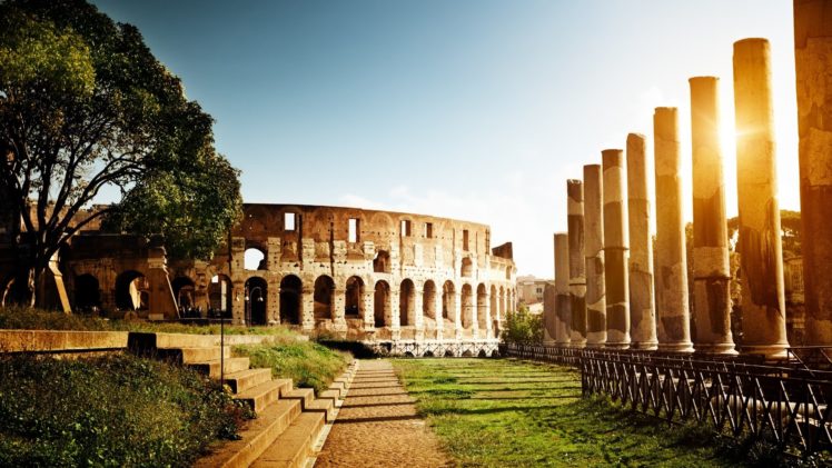 nature, Trees, Architecture, Grass, Rome, Italy, Colosseum HD Wallpaper Desktop Background