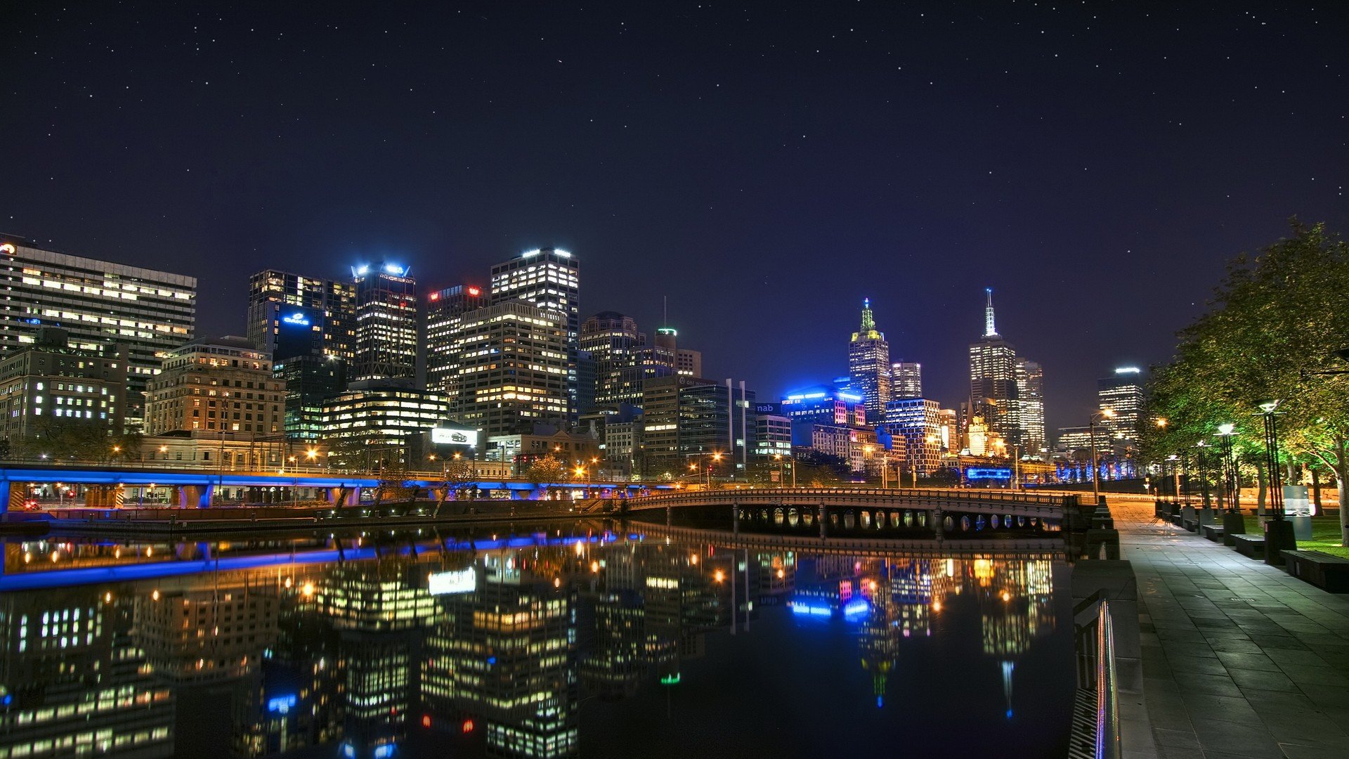 water, Cityscapes, Stars, Architecture, Towns, Skyscrapers, Cities Wallpaper