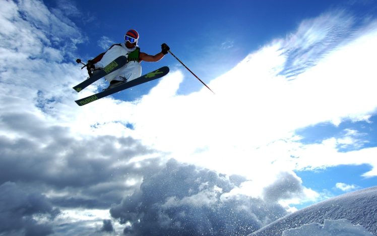 ski, Sky, Clouds, Flight, Fly, People, Extreme HD Wallpaper Desktop Background