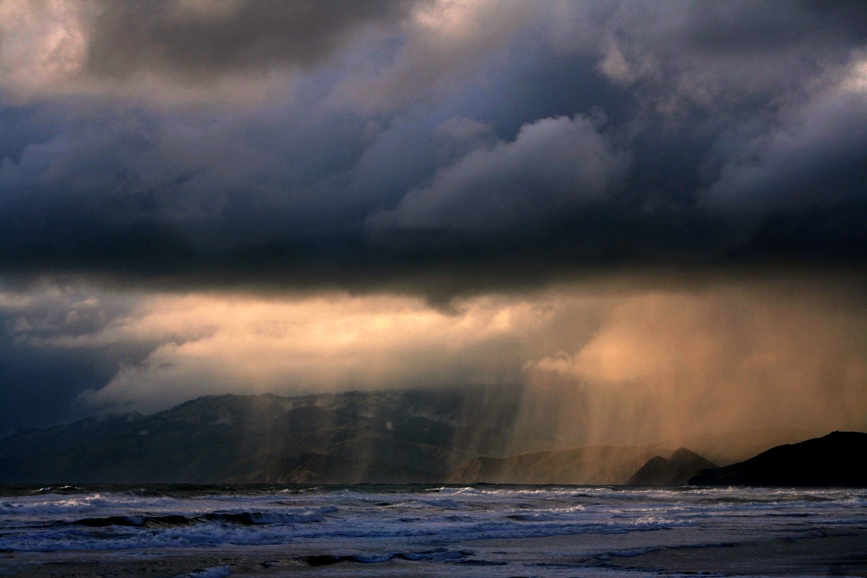 landscapes, Coast, Storm, Rain, Clouds, Ocean, Sea Wallpaper