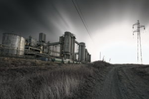 factory, Refinery, Silo, Landscapes, Nature, Roads, Rustic, Steel, Sky, Clouds, Lines, Tower