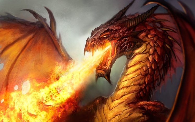 fantasy, Art, Drogon, Fire, Flames, Wings HD Wallpaper Desktop Background