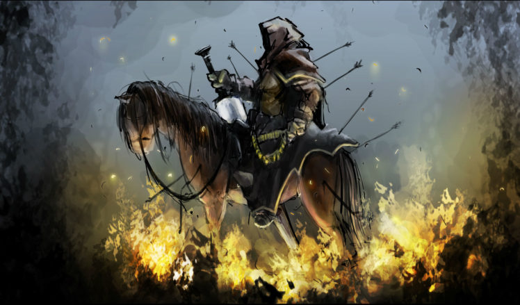 second, Horseman, Of, The, Apocalypse, Religion, Revelations, Bible, Dark, Horror, Fantasy, Art, Reaper, Weapons, Sword, Horse, Fire HD Wallpaper Desktop Background