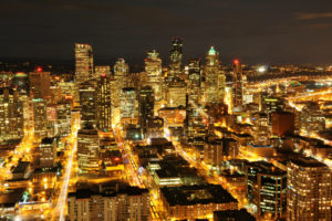 seattle, Washington, Usa, America, Hdr, Night, Skyline, Cityscapes, Architecture, Buildings, Skyscrapers, Lights