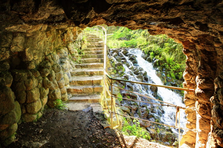 landscapes, Stairs, Rivers, Caves, Tunnel HD Wallpaper Desktop Background