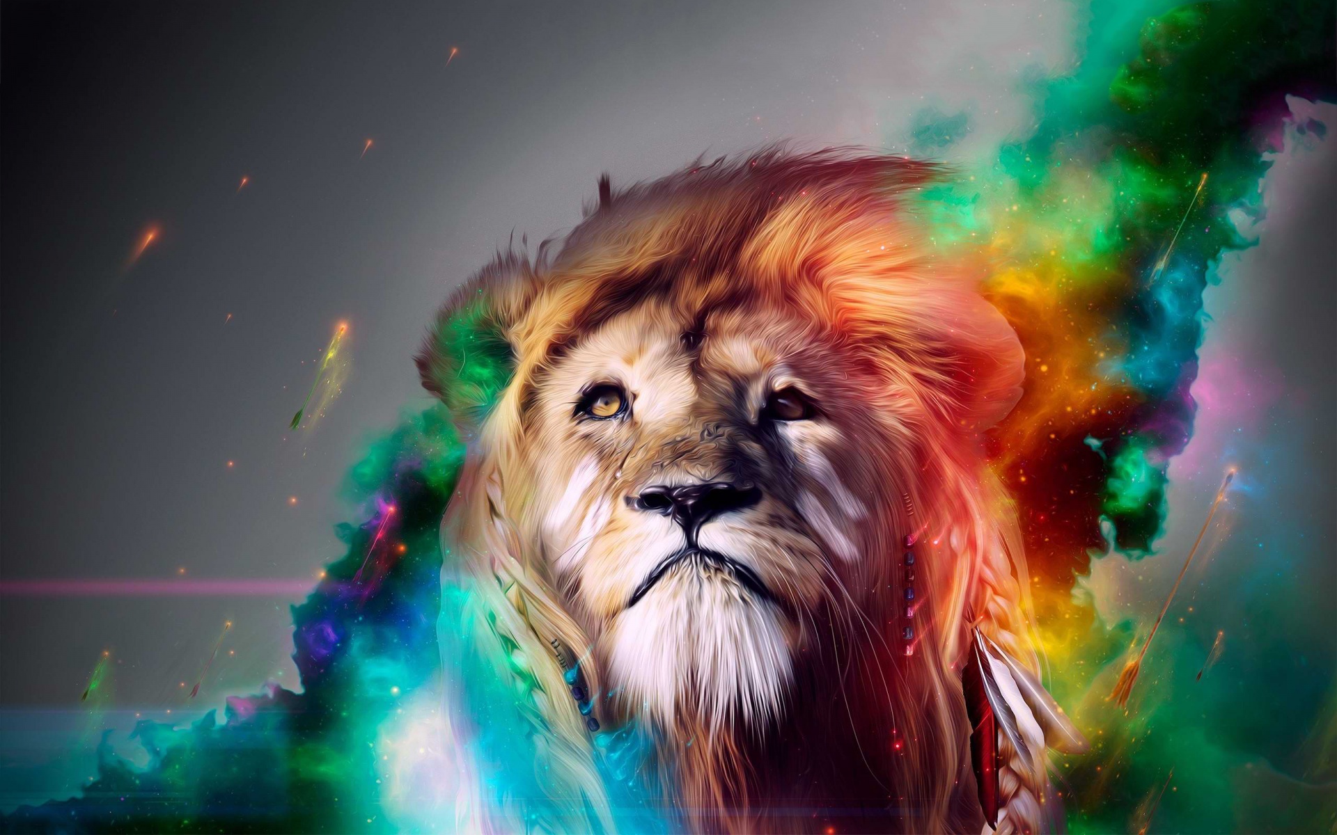 lion, Cg, Digital, Art, Fantasy, Psychedelic, Face, Eyes, Color, Manip Wallpaper