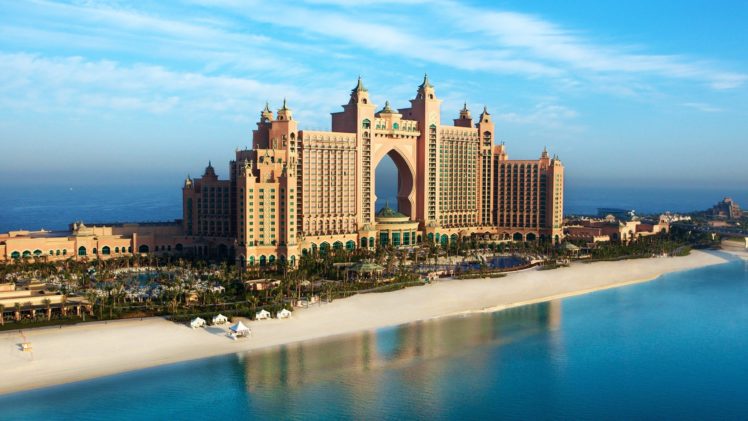 landscapes, Atlantis, Dubai, Skyscapes, The, Palm, Jumeirah HD Wallpaper Desktop Background