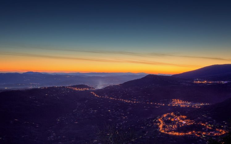 sunset, Mountains, Landscapes, Cityscapes HD Wallpaper Desktop Background