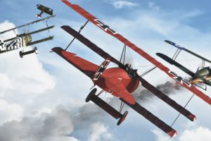red, Baron, Airplane, Art, Military, Battles, War, Weapons, Flight, Fly, Clouds, Sky