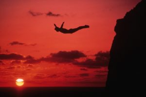 cliffdiving, Cliff, Diving, People, Extreme, Ocean, Sea, Sunset, Sunrise, Sky, Clouds, Mood