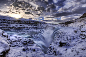 the, Waterfall, Crevice,  , Iceland