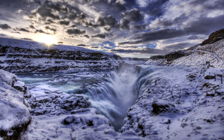 the, Waterfall, Crevice,  , Iceland HD Wallpaper Desktop Background