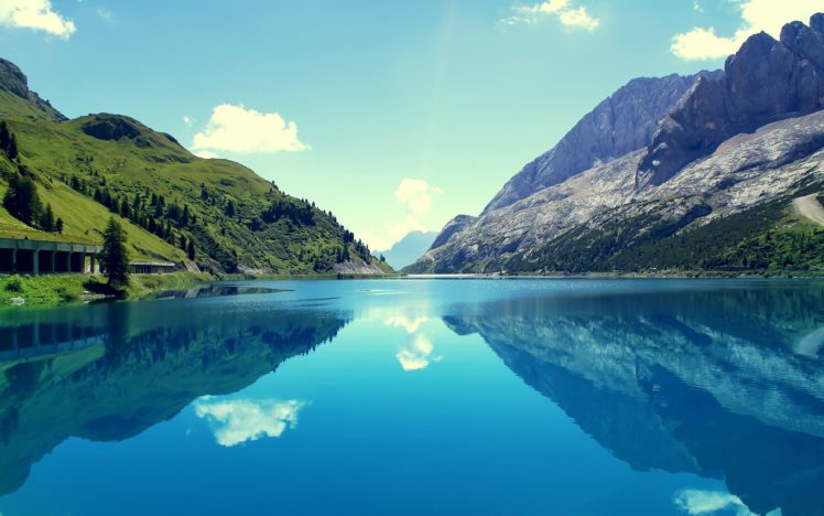 marmoleda, Mountain, Reflections wide HD Wallpaper Desktop Background
