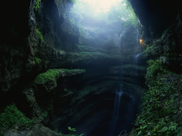 climbing, Caves, Landscapes, Waterfalls, People, Jungle HD Wallpaper Desktop Background