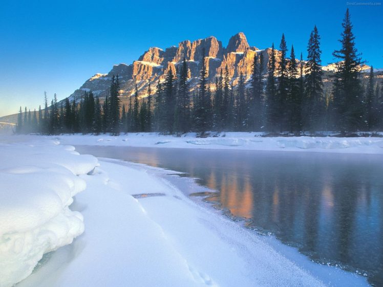 ice, Mountains, Trees, Lakes HD Wallpaper Desktop Background