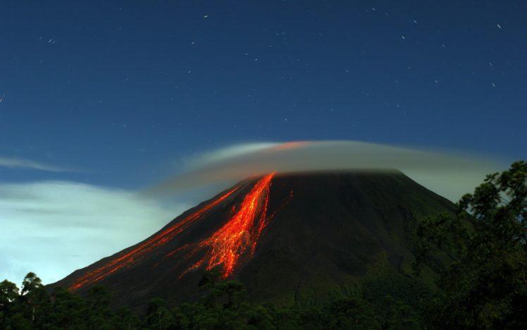 mountains, Landscapes, Nature, Stars, Volcanoes, Blue, Skies HD Wallpaper Desktop Background