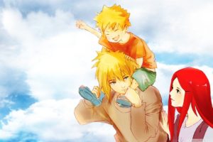 clouds, Family, Naruto , Shippuden, Minato, Namikaze, Uzumaki, Kushina, Children