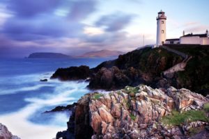 lighthouse, Light, Lamp, Landscapes, Buildings, Cliff, Shore, Coast, Ocean, Sea, Sky, Clouds