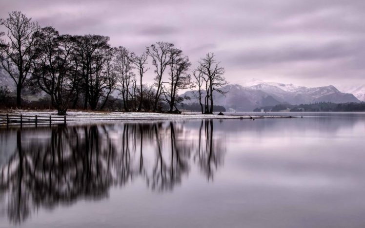 reflection, Landscapes, Trees, Mountains, Winter, Snow HD Wallpaper Desktop Background