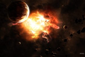 outer, Space, Explosions, Planets