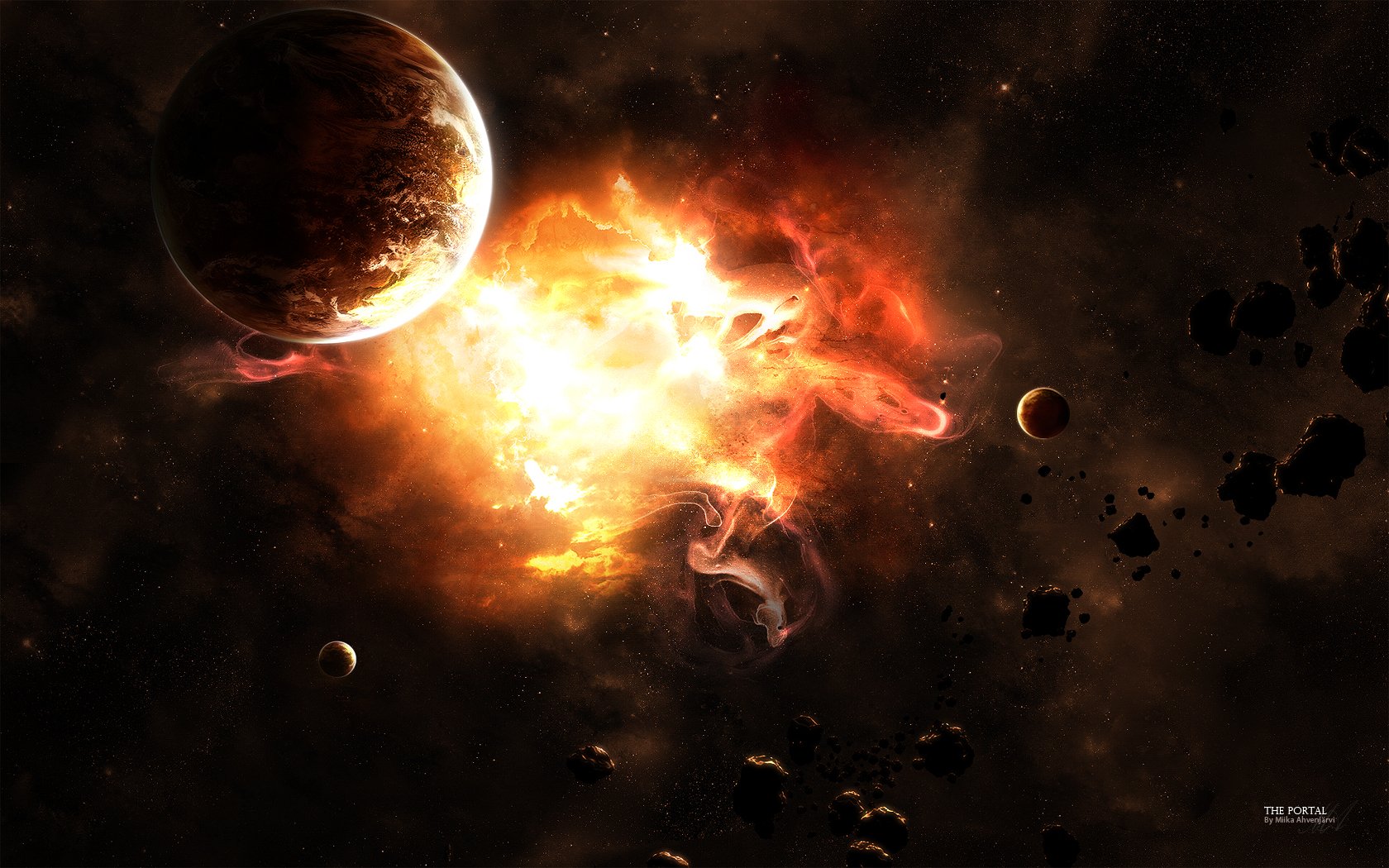 outer, Space, Explosions, Planets Wallpaper