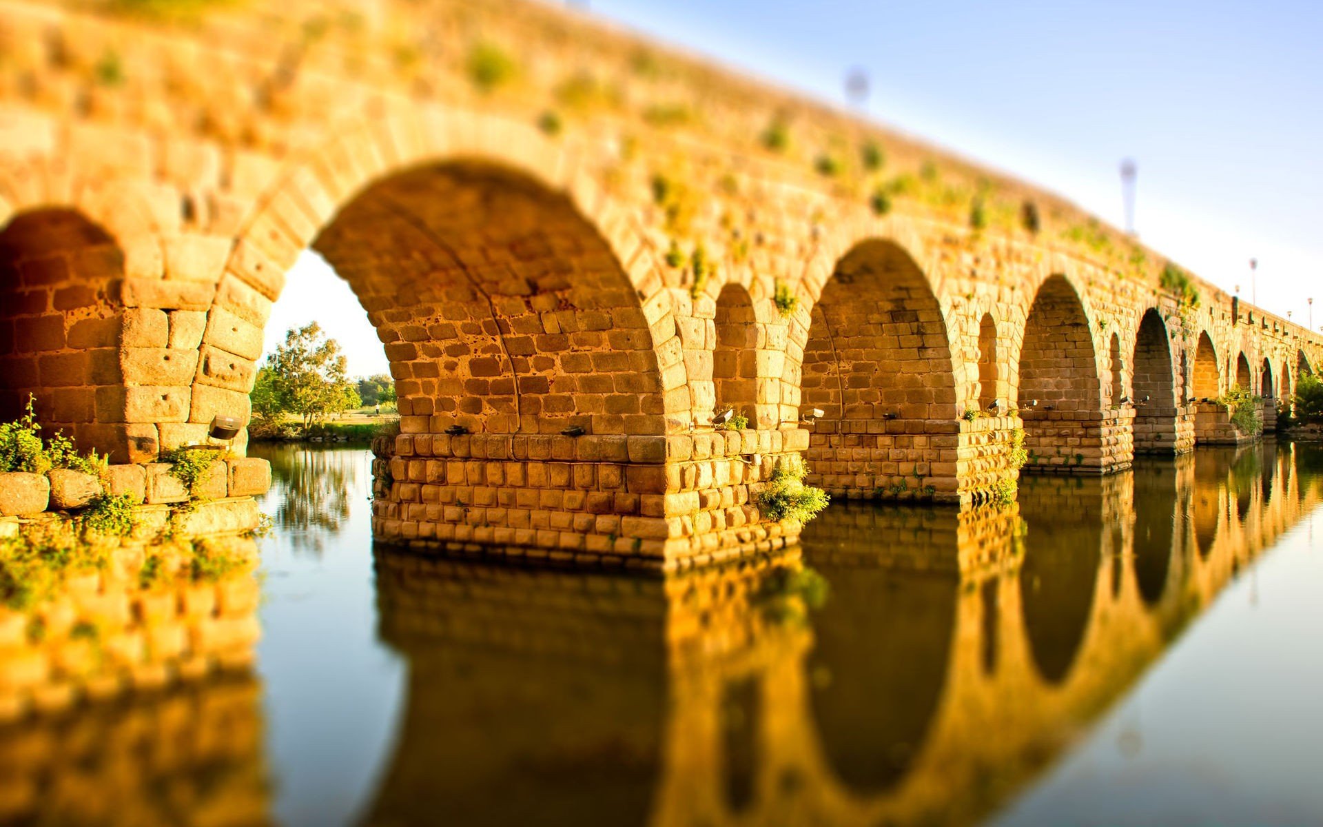 water, Bridges, Tilt shift Wallpaper