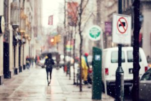 snow, Cityscapes, Vehicles, Blurred, Street, Signs, Streetscape