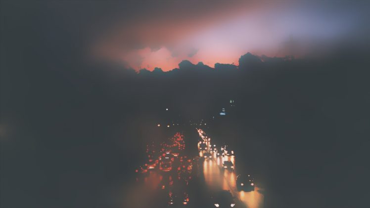 cars, Fog, Mist, Traffic, Roads, Cities, Atmospheric, Car, Lights HD Wallpaper Desktop Background