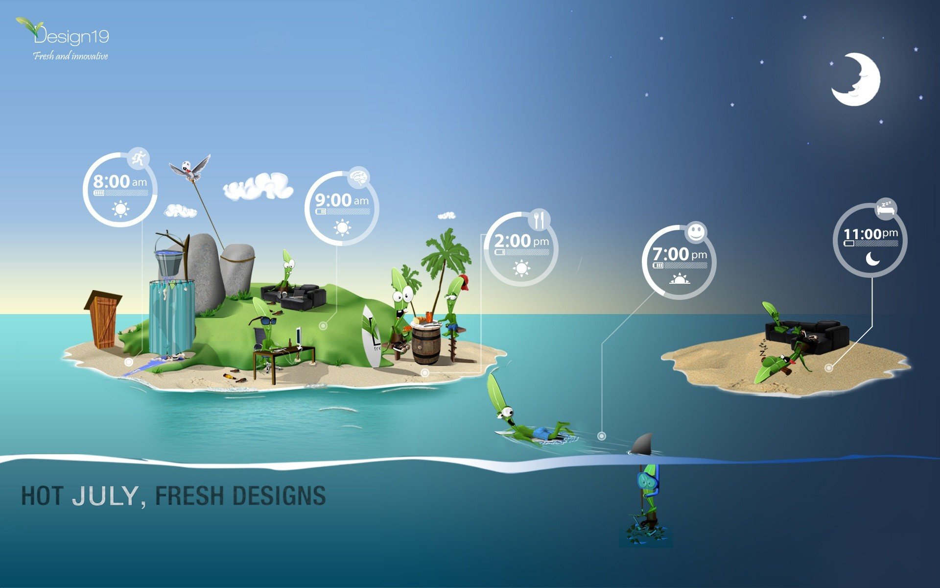 ocean, Deserts, Islands, Palm, Trees, Month, July Wallpaper