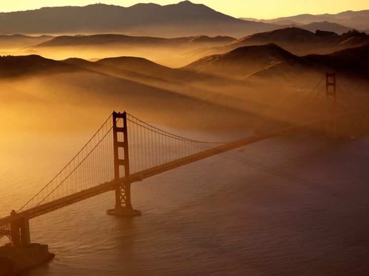mountains, Silhouettes, Bridges, Golden, Gate, Bridge, San, Francisco, Sunlight HD Wallpaper Desktop Background