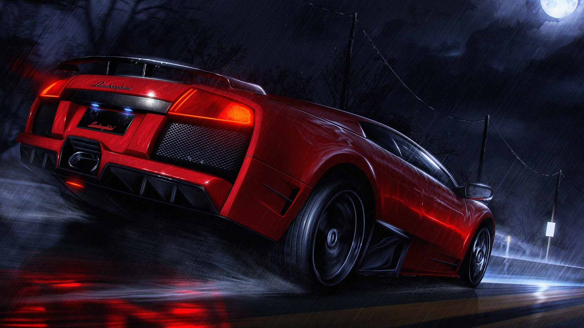 night, Cars, Lamborghini, Roads, Lamborghini, Murcielago Wallpaper