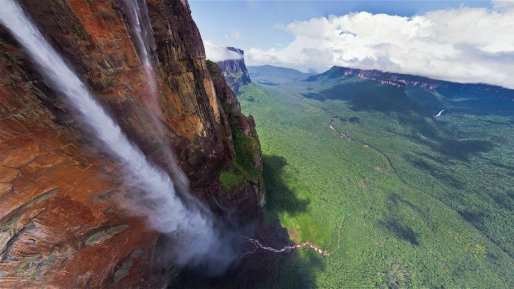 mountains, Clouds, Landscapes, Forests, Cliffs, Venezuela, Waterfalls, Rivers, Angel, Falls HD Wallpaper Desktop Background