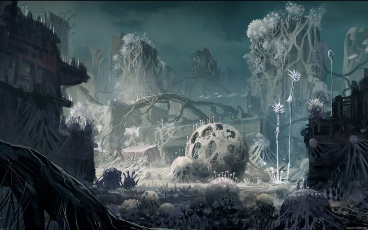 romantically, Apocalyptic, Fantasy, Sci fi, City, Forest, Ruins HD Wallpaper Desktop Background
