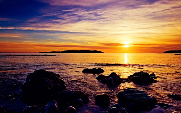 sunrise, Beach wide HD Wallpaper Desktop Background