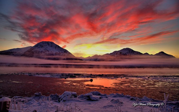 twilight, Cook, Inlet, Alaska wide HD Wallpaper Desktop Background