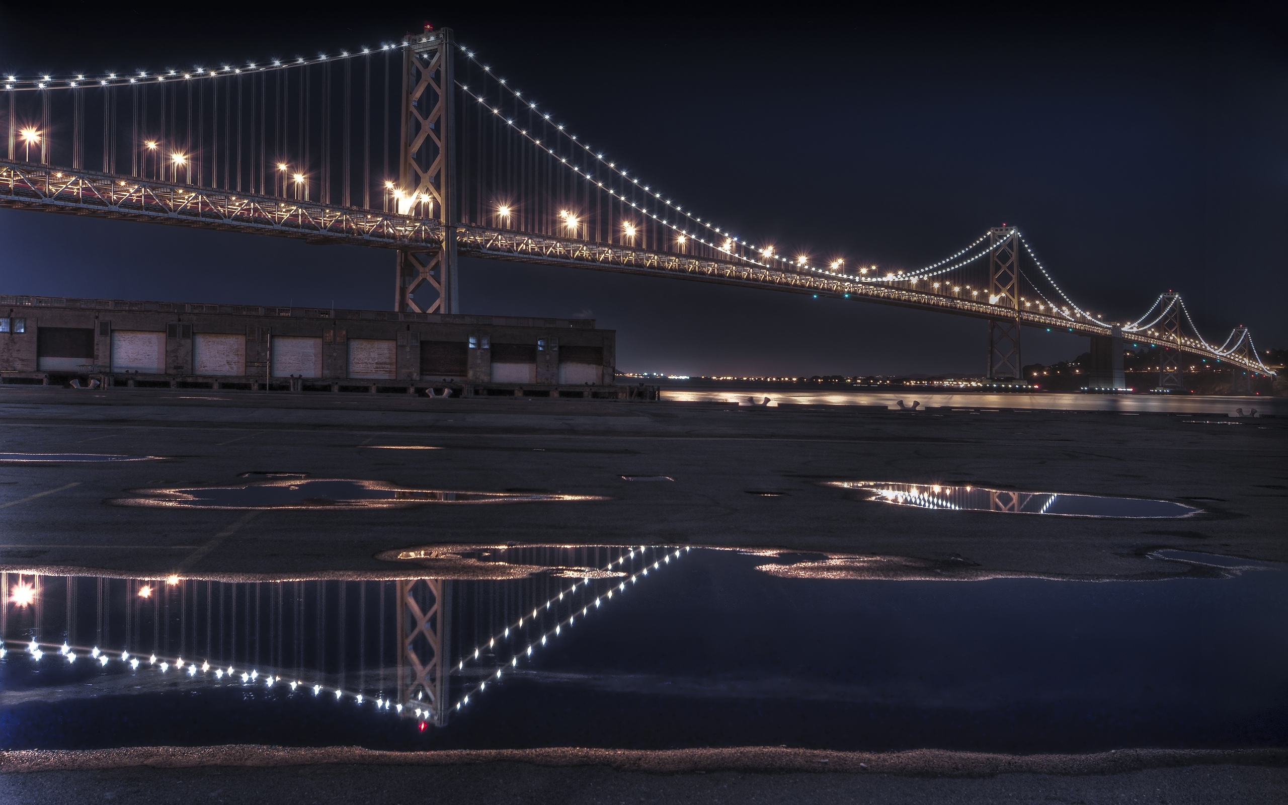 the, Bay, Bridge, Reflecting Wallpaper