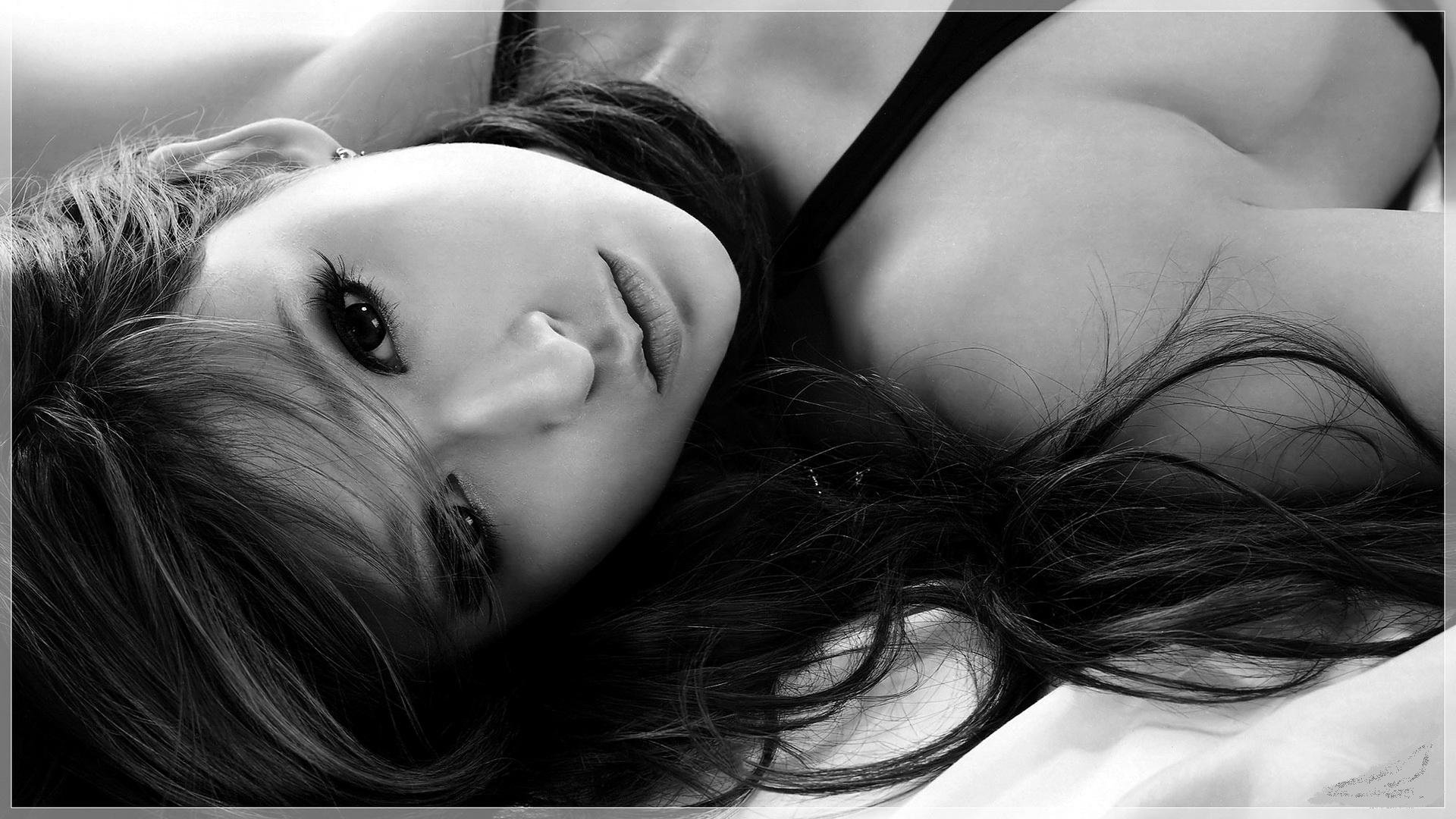 women, Eyes, Leah, Dizon, Lips, Asians, Monochrome, Greyscale Wallpaper