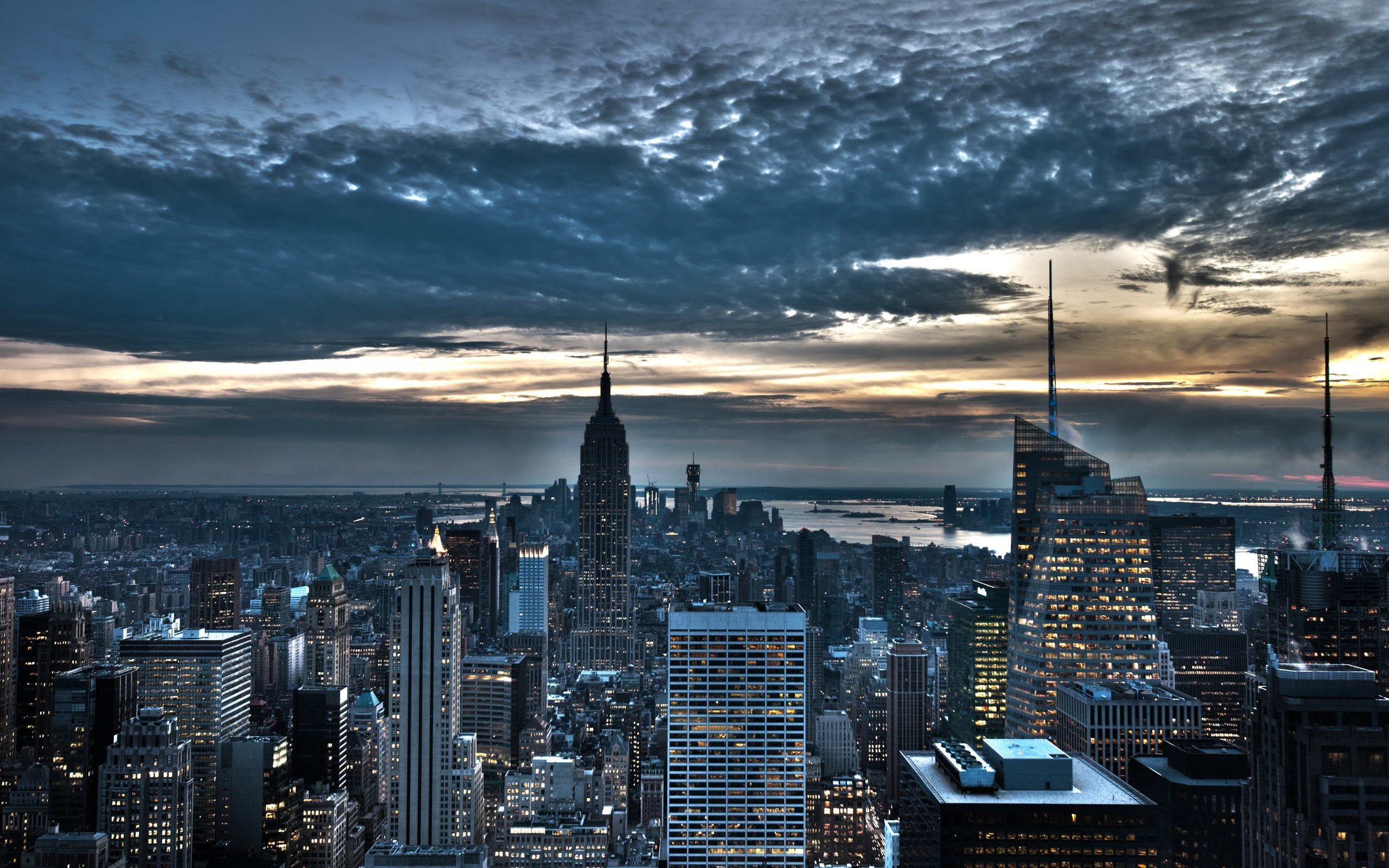 clouds, Lights, Buildings, New, York, City, Skyscrapers, Cities Wallpaper