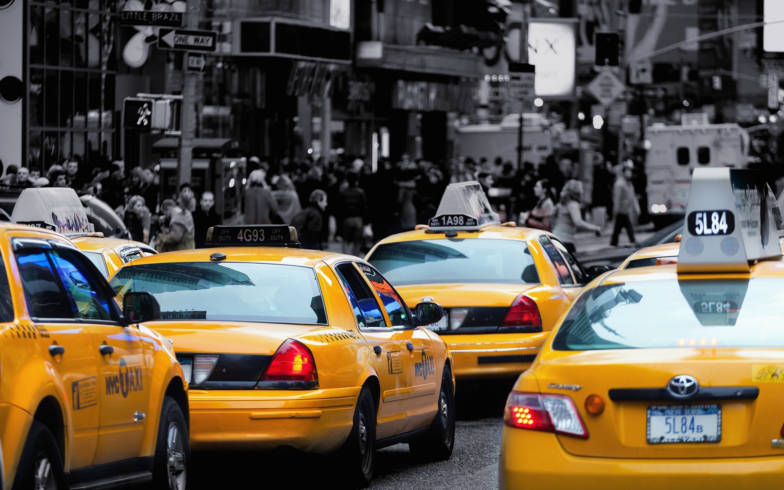 streets, Cars, Traffic, New, York, City, Taxi, Vehicles, Selective, Coloring, Cities Wallpaper