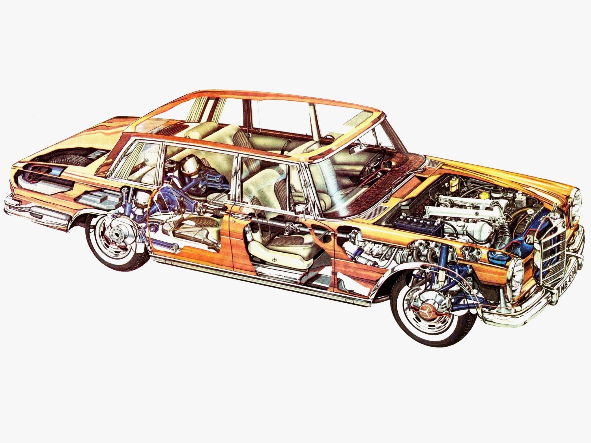 1964 81, Mercedes, Benz, 600, W100, Luxury, Interior, Engine Wallpaper