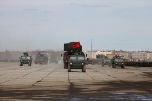 gaz 233014, Tigr, And, Topol m, Tel, 4x4, Missile, Red, Flag, Russian, Army, Russia, Parade, Victory, Day, Parade, 2014, Rehearsal, In, Alabin