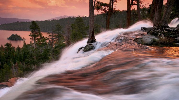 falls, California, South, Waterfalls, Lake, Tahoe, Emerald, Bay HD Wallpaper Desktop Background