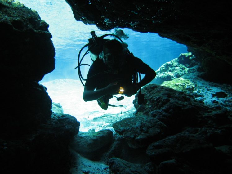 scuba, Diving, Diver, Ocean, Sea, Underwater, Cave HD Wallpaper Desktop Background