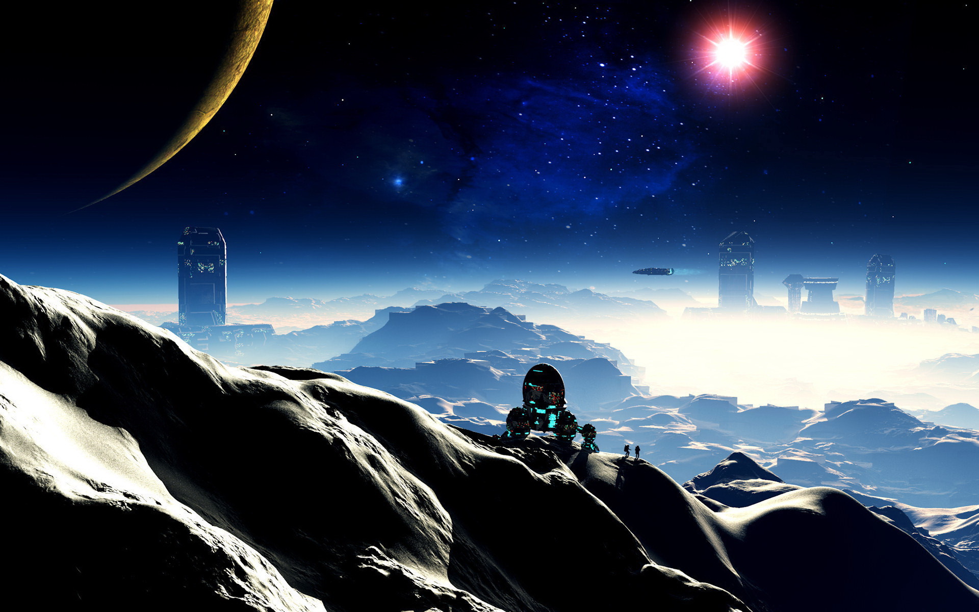 sci, Fi, Science, Futuristic, Planets, Cities, Astronaut Wallpaper