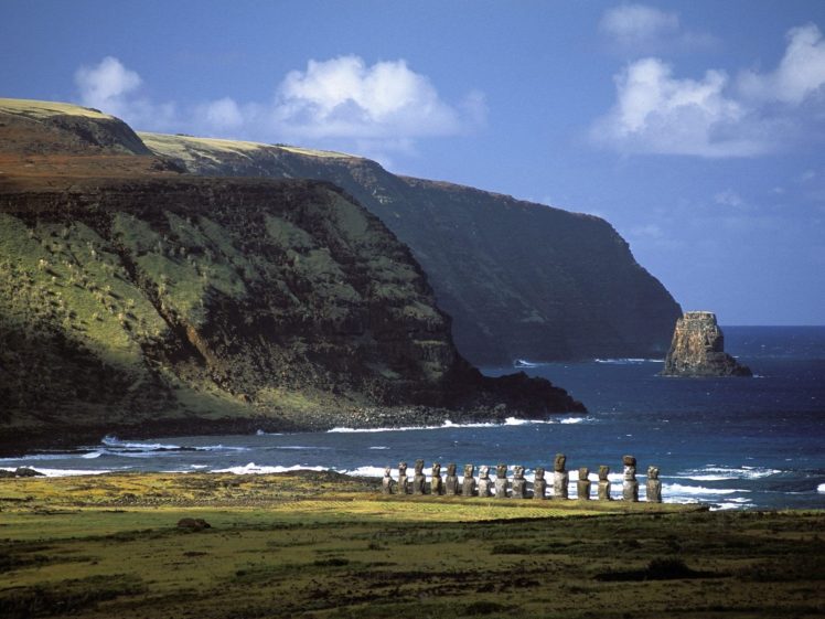 landscapes, Nature, Coast, Easter, Island, Moai HD Wallpaper Desktop Background